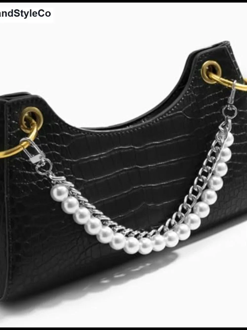 Pearl Chain Bag Charm Keychain with Lobster Clasp